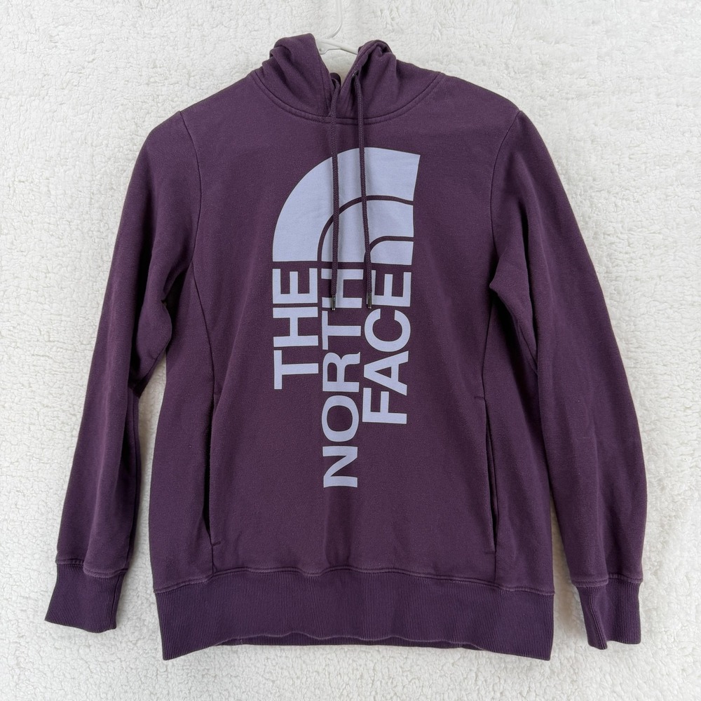 The North Face Hoodie Womens Small Purple Graphic Pullover Sweatshirt‎ Fleece